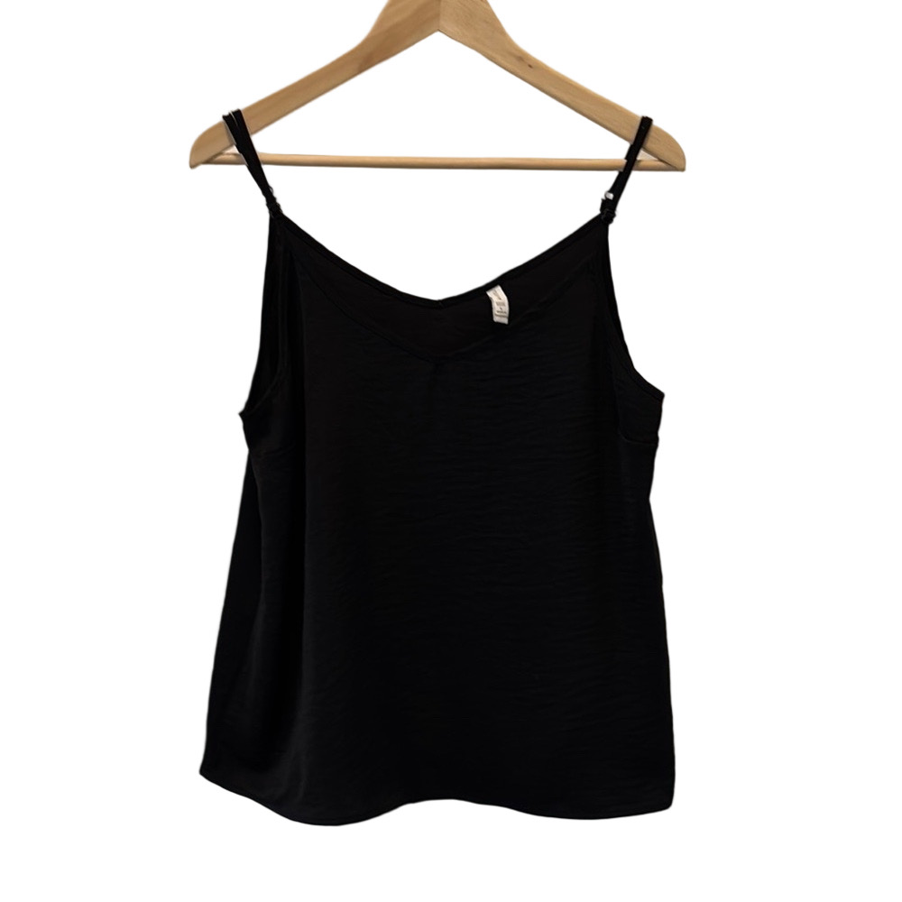 SzL Amisu Black Sleeveless Top v neck adjustable straps VGUC